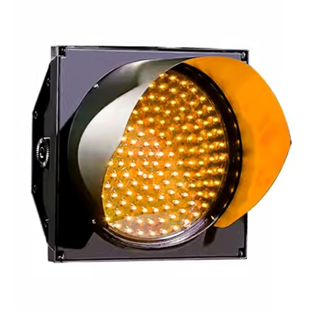 YushenFu 8/12/16Inch Waterproof LED Traffic Light Traffic Indicator Light with Dustproof Cover, Red/Green/Yellow Single Color Warning Light for Weighbridge, Gate, Road(Size:12Inch,Color:Yellow)