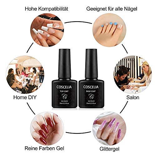 COSCELIA UV Gel Top Coat Base Coat Set UV LED Gel Gel Nagels Top Coat en Base Coat Set Nail Gel Gel Polish - Afbeelding 4
