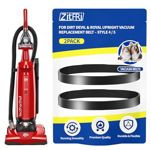 Image of Dirt Devil (Royal) Style 5 Upright Vacuum Cleaner Replacement Belts - 2-Pack Brush and Gear Belts - Fits Power Max Pet, Featherlite, Swivel Glide (1LU0310X00, 3720310001, 1540310001)