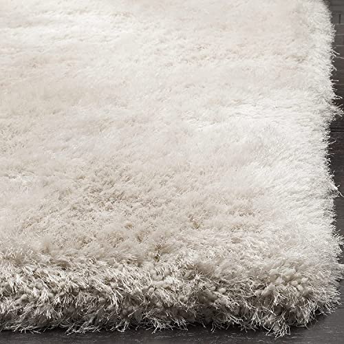 Image of Hand Woven Plain Shagg Collection with 2 Inch Pile Height Carpet for Living Room Size 10x14 Feet Coular Ivory