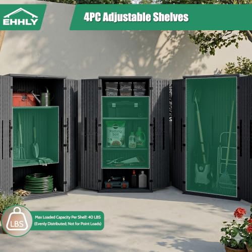 Image of EHHLY Heavy Duty Tall Storage Cabinet Outdoor Weatherproof, 28 Cuft Garage Storage Cabinet with 4 Adjustable Shelves, Lockable Kitchen Pantry Closer Organizer, 31Wx23Lx66H, Sage Grey