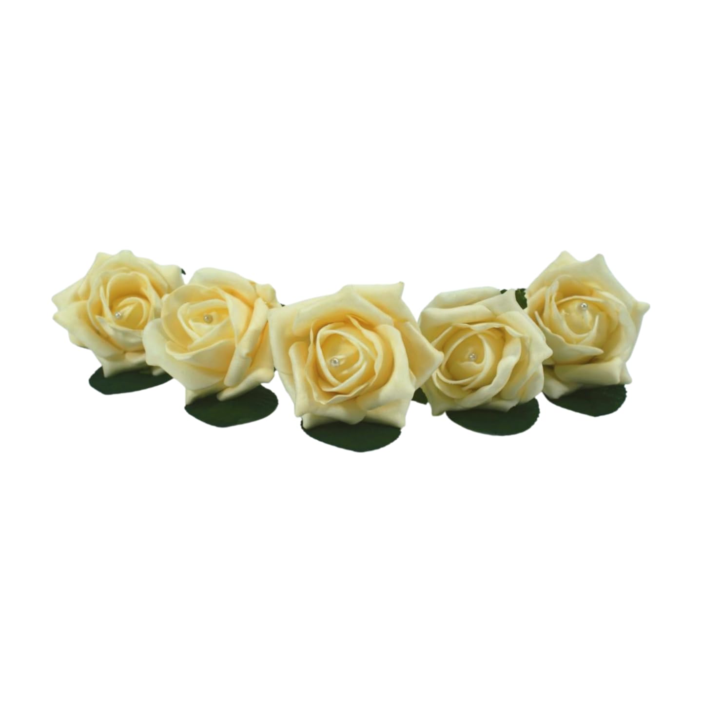 Shimmer-hj 5 Vanilla Mist Handmade Rose Buttonholes with Pearl - Artificial Flower Boutonniere & Corsage for Weddings, Proms, Bride, Groom, Bridesmaid & Guests โ image 1