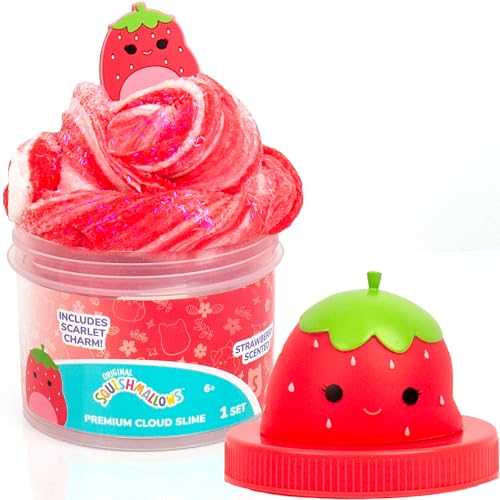 Original Squishmallows Scarlet Premium Cloud Slime - Limited Release, Strawberry Scent, 8 oz. Jar