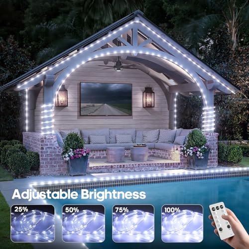 Soiarllt 50FT 360 LED Waterproof Rope Lights Outside with Remote, 8 Modes and 4 Brightness Tube Lights for Christmas, Bedroom, Patio, Garden, Indoor Outdoor Decoration (Cool White) by Soiarllt - Image 4