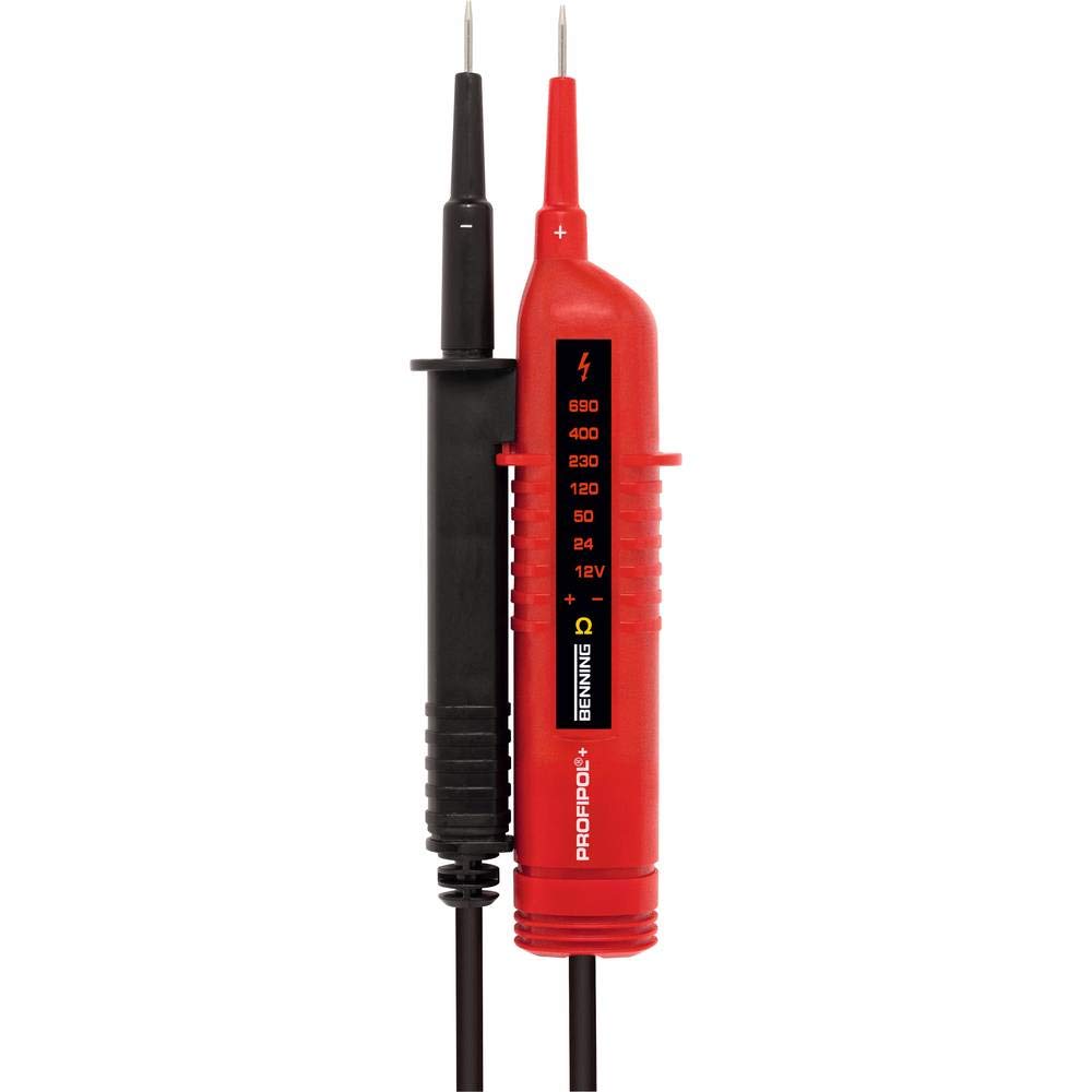 Benning 020023 Profipol+ Testeur de tension et de continuité, Rouge/noir