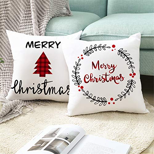 HEELPPO Pillowcase KissenhüLlen Dekokissen Mit FüLlung Set Cartoon Bedruckter Weihnachtskissenbezug WeißEr Dekorativer Kissenbezug Home Sofa Kissenbezug Santa Muster 12,45x45 – Bild 6