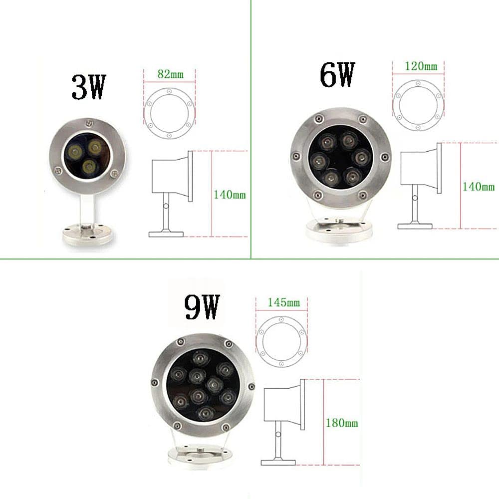 Luci subacquee per laghetto IP68, Impermeabili, a LED sommergibili, per Giardino, Piscina, Feste e Fontana, 6W, Bianche.