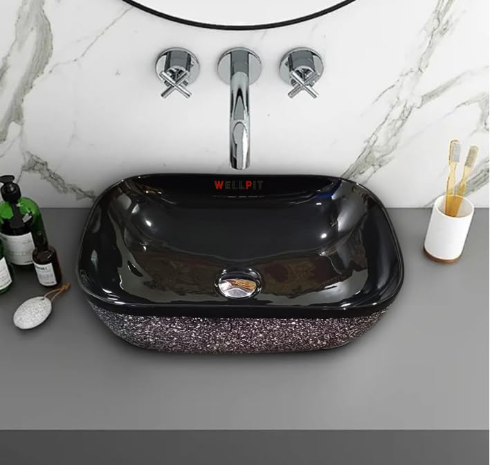 wellpit Ceramic Tabletop Wash basin | Countertop Sink | Wash Basin over counter For Bathroom Hotel Home (18 x 13 x 5.5 Inch) Basins (WI-1018 - Glossy) (B0DCSV6JPL) Amazon Price History, Amazon Price Tracker