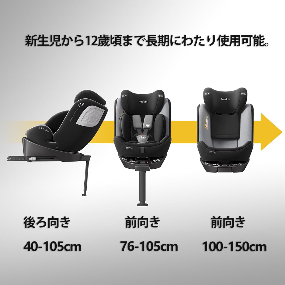 Amazon | Heekin チャイルドシート 360°回転式 ISOFIX+サポートフット