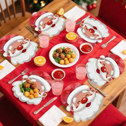 Christmas Plates, 60 Pcs Santa Paper Plates for Merry Christmas Decorations Xmas Winter Holiday Party Supplies – Image 6