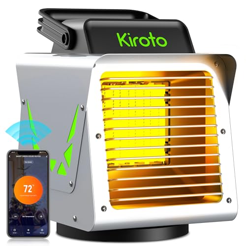 Kiroto 1500w Greenhouse Heater,with APP Remote Control, Portable Outdoor Winter Heater With Thermostat For Plants Vegetables Flowers,Smart Electric Safe Heater for Green house,Grow Tents,Garage