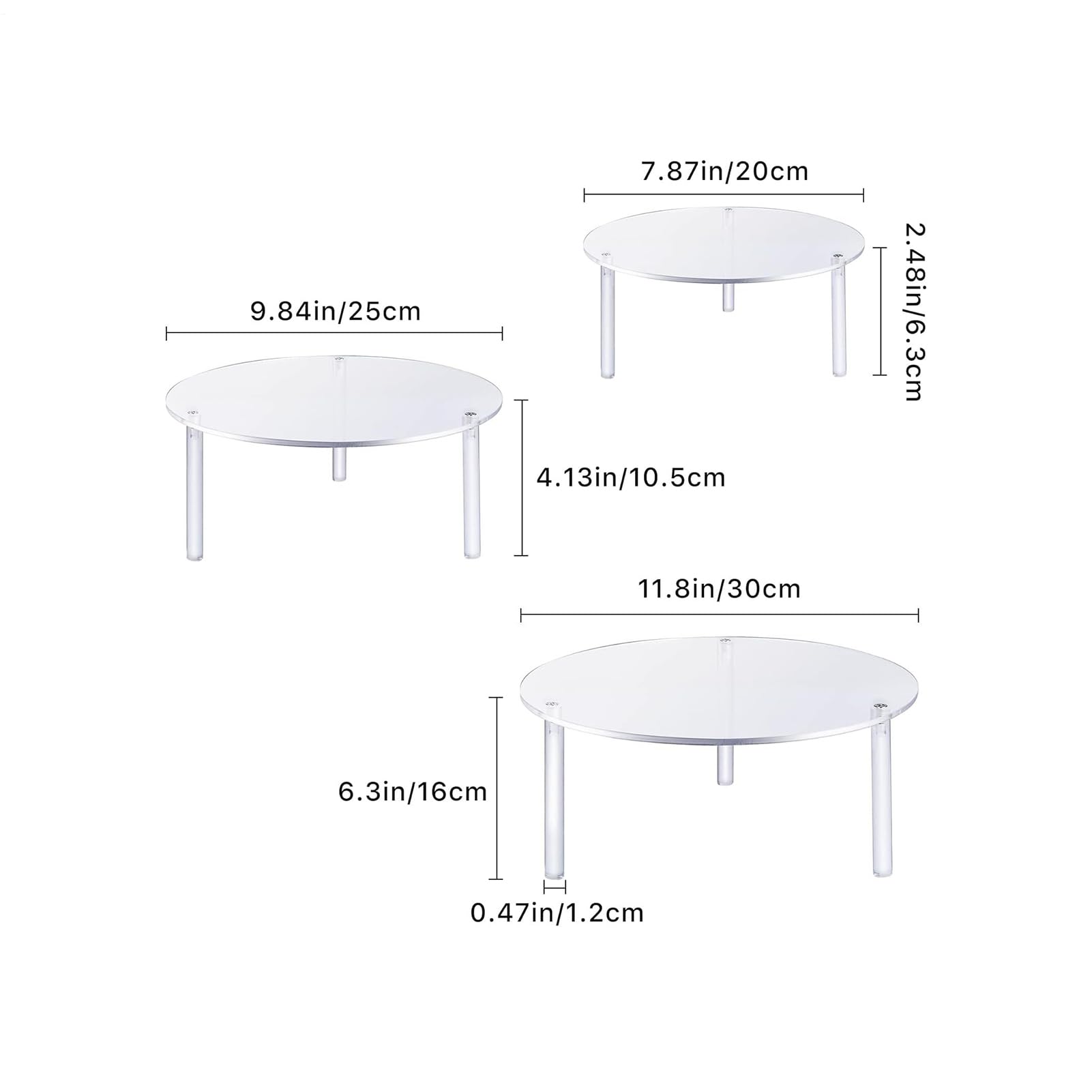 Genérico Soporte Para Cupcakes 3 Piezas Transparentes Redondas Para Servir