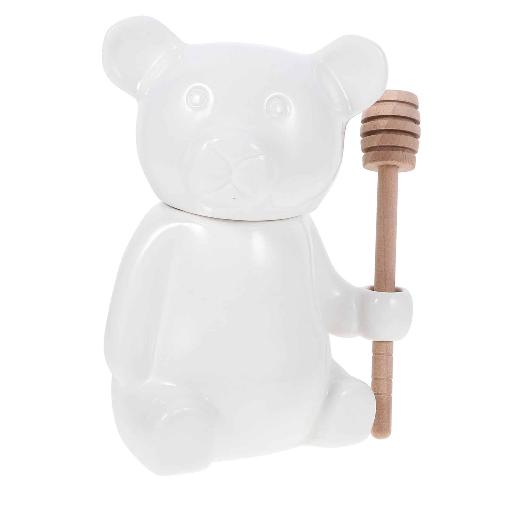 Ciieeo 1Set Ceramic Honey Jar with Dipper Stick Bear Shaped Honey Container for Easy Dispensing Unique Design for Home Use Great Present Idea Kitchen Decor