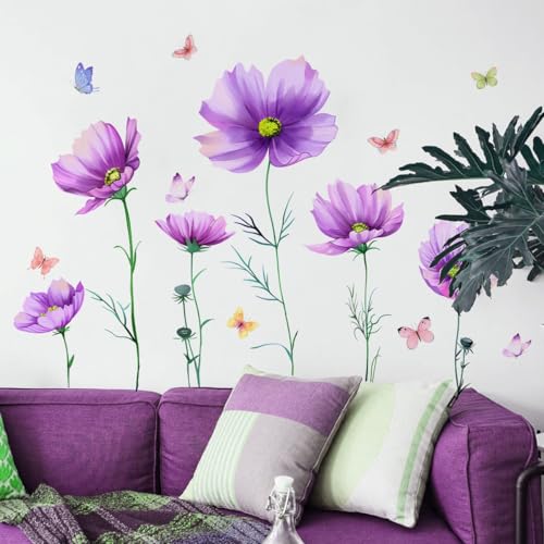 Vinilos Decorativos Flores Acuarela Peonía Púrpura 2 Piezas miniatura 2