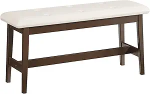 HOOBRO Dining Bench, Bamboo Dining Room Bench with PU Leather Upholstered Seat, for Kitchen, Living Room, Hallway, Kitchen, Entryway, Beige and Brown CE13CD01
