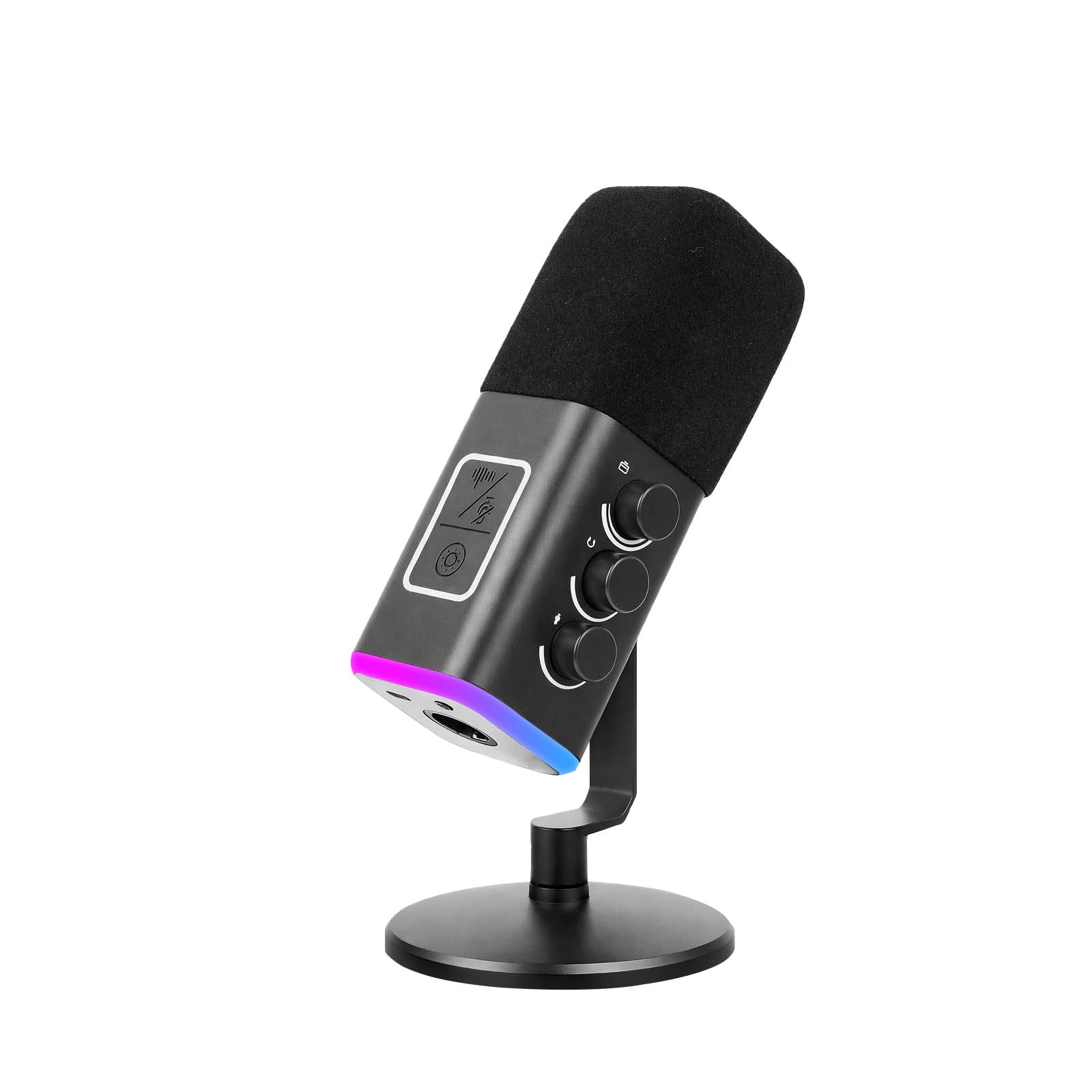 VCOM Micrófono USB para PC, micrófono RGB para juegos con botón de silencio