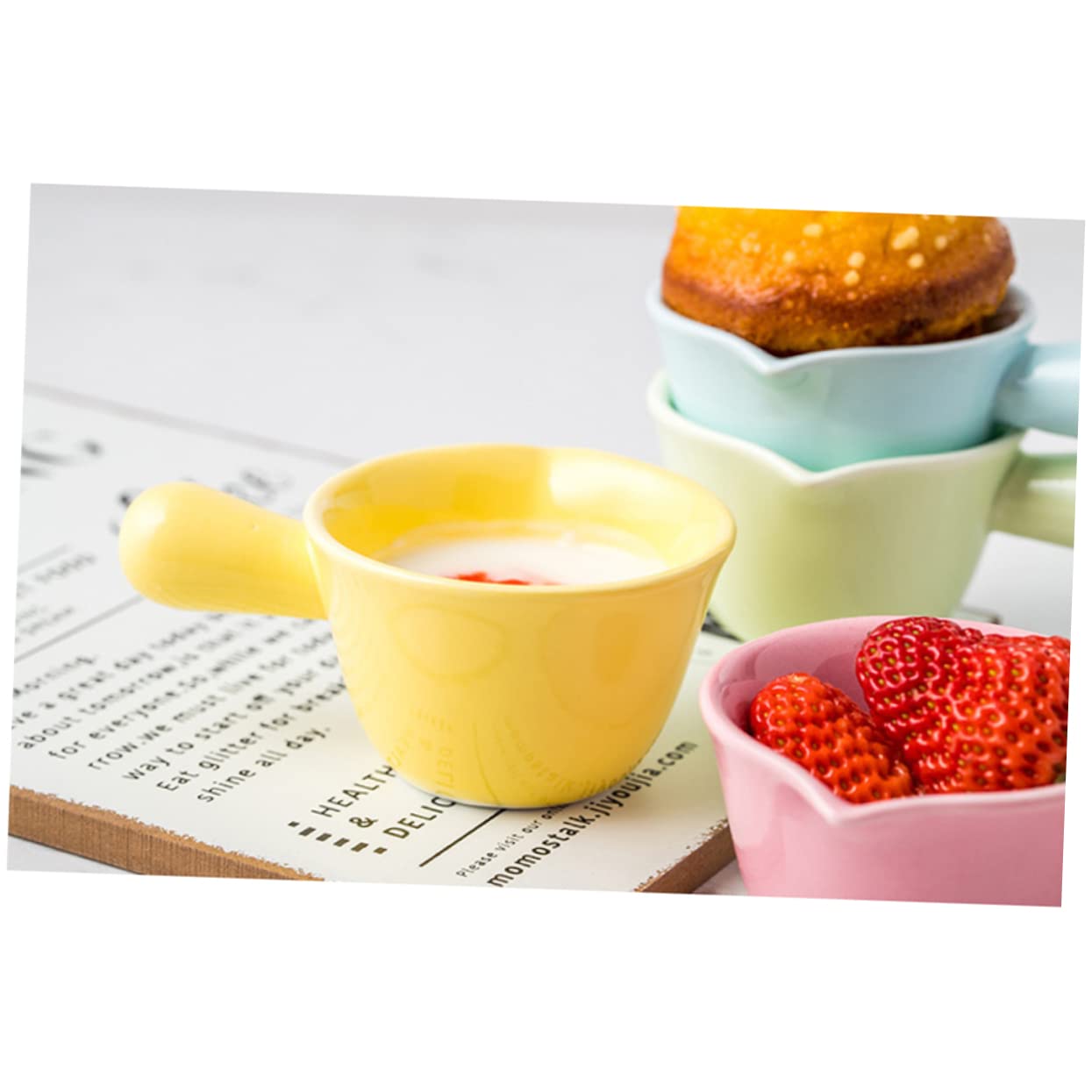 KICHOUSE Milk Pan Mini Milk Jugs Microwaveable Cooking Pot Mini Frying Pan Porcelain Cookware Cereal Bowls Sauce Serving Dish Fruit Bowl Coffee Creamer Ceramic Cookware Green