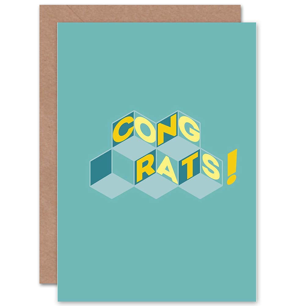Wee Blue Coo CARD GREETING CONGRATULATIONS CONGRATS BLOCK ILLUSION GIFT