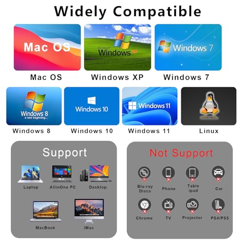 Image of External CD /DVD Drive, USB-C /USB 3.0 CD Burner DVD Player, Compatible with MacBook, iMac, Windows 11 /10 /8 /7 laptops and PCs, Portable disc Reader with Carrying case