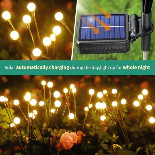 vignuto Solar Lights Outdoor Waterproof 4 Pack of 32 LEDs Garden Patio Firefly Decoration Unique Gifts Women Grandparents - 2