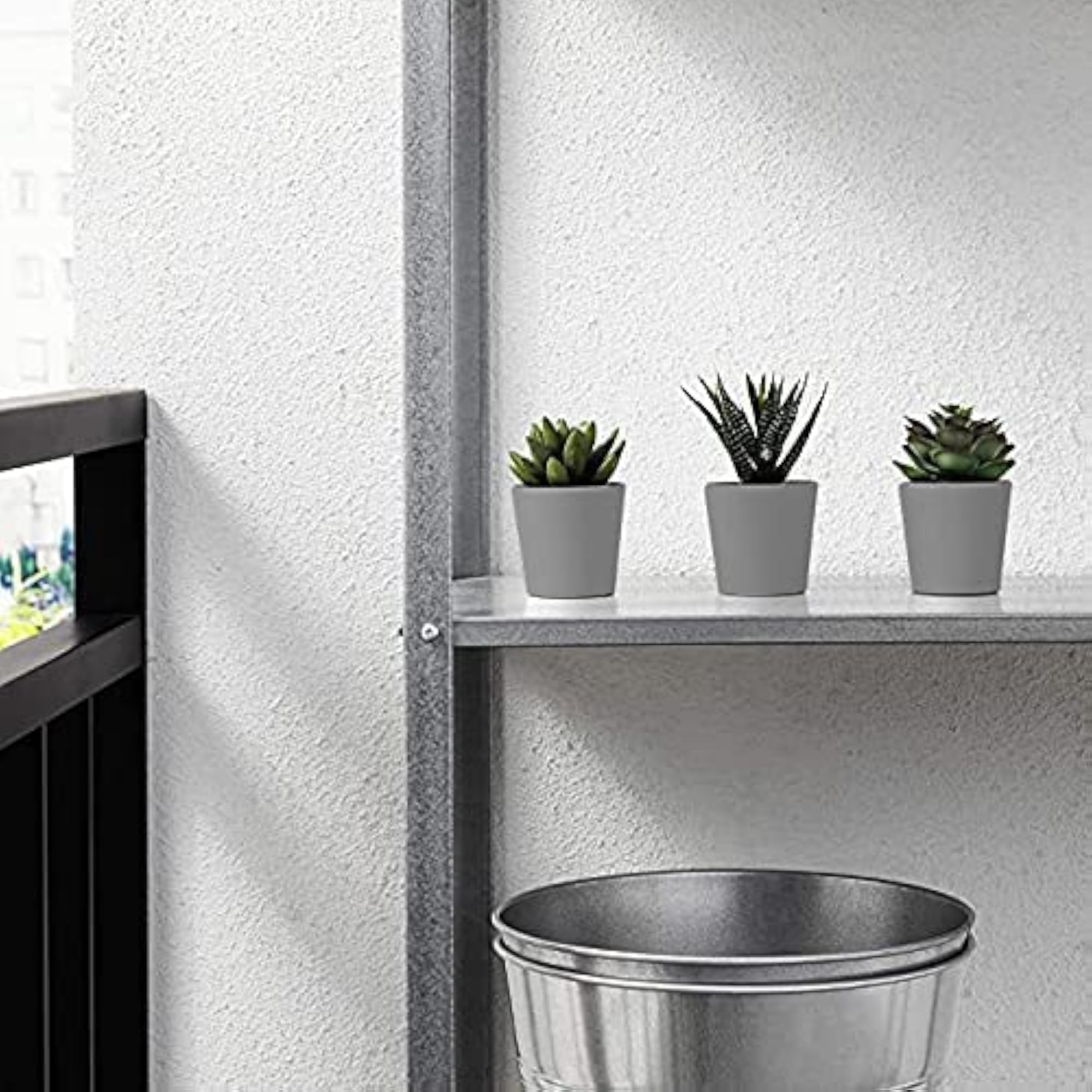 Mini Succulent Artificial Plants Set of 3 with Grey Pots