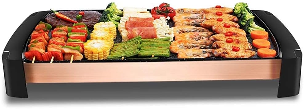 Barbecue Grill Electric Teppanyaki Table Grill, Non-Stick Griddle 5 Files with Adjustable Temperature, BBQ Hot Plate Barbecue - Large Electric Health Grill - Teppanyaki Style 1800W