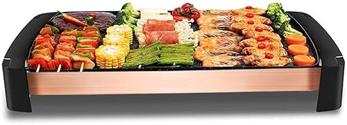 Parrilla eléctrica de mesa Teppanyaki, parrilla antiadherente, 5 limas con temperatura ajustable, barbacoa de placa caliente para barbacoa, parrilla