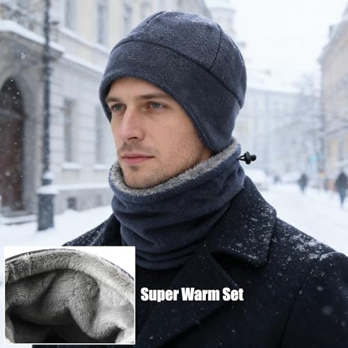 Gorro y bufanda de forro polar ajustable para hombre y mujer 4