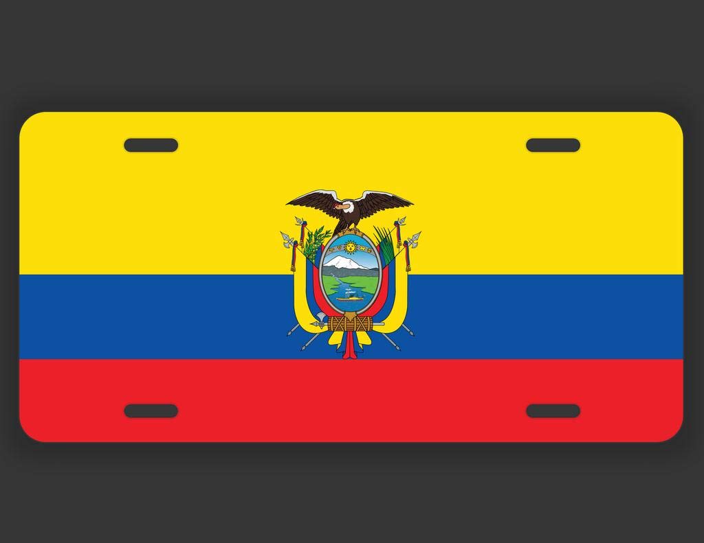 Ecuador Flag License Plate Tag Vanity Novelty Metal | UV Printed Metal | 6-Inches by 12-Inches | Car Truck RV Trailer Wall Shop Man Cave | VLP227