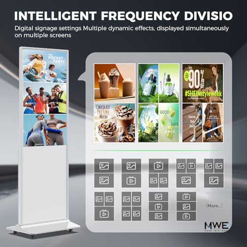 Image of JIYANG 32 Inch Indoor Touchscreen Digital Signage Floor Standing Digital Interactive Kiosks LCD Totem Monitor with WiFi /USB Input Auto Media Player Android System,Free Customization Logo(White)