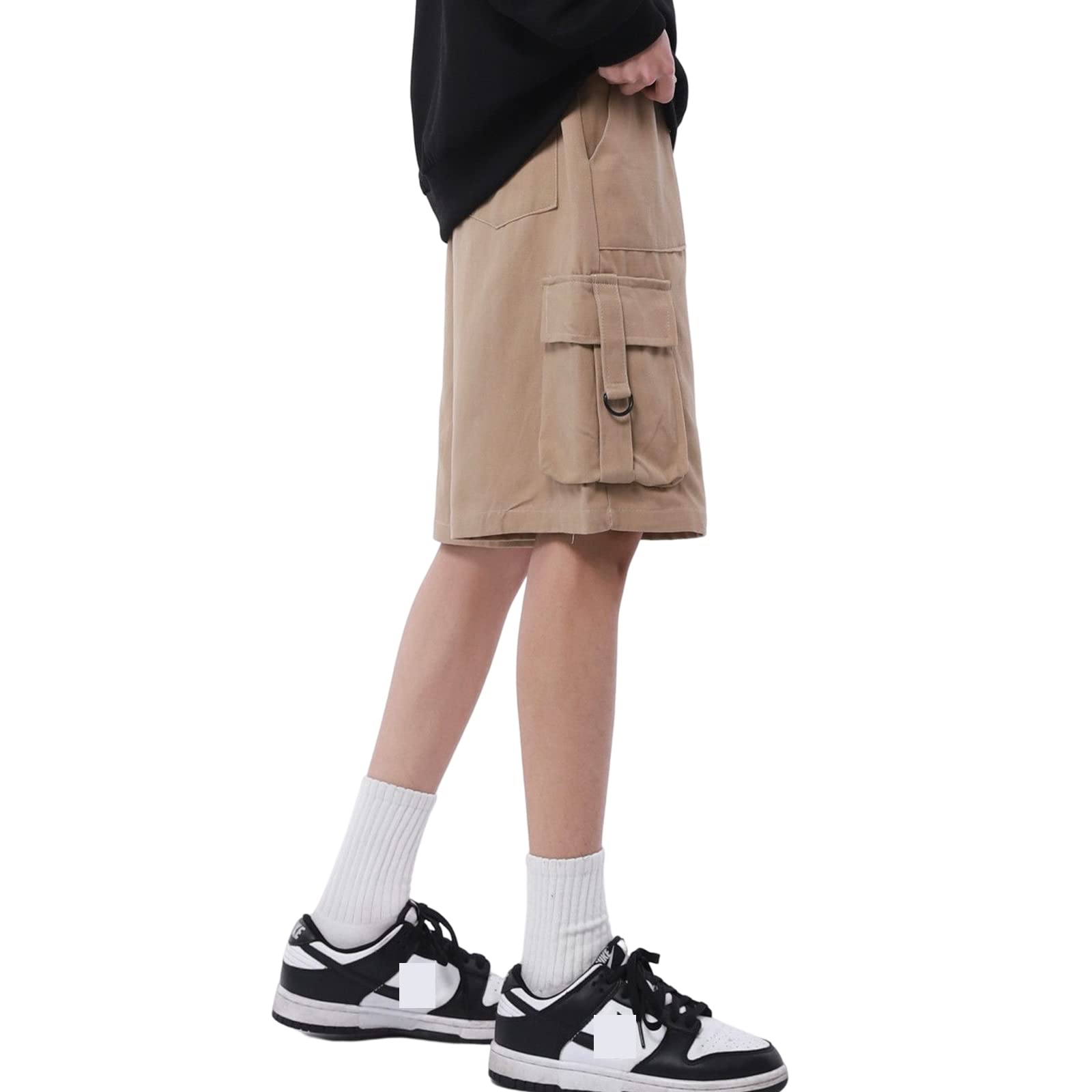 Hewlshawn Damskie szorty na lato, elastyczna talia, bermudy, bojówki, krótkie, luźne spodnie do biegania, wędrówek, aktywności na świeżym powietrzu, streetwear