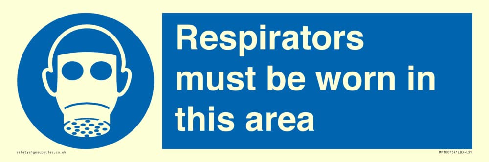 Respirators must be worn in this area Sign - 300x100mm - L31