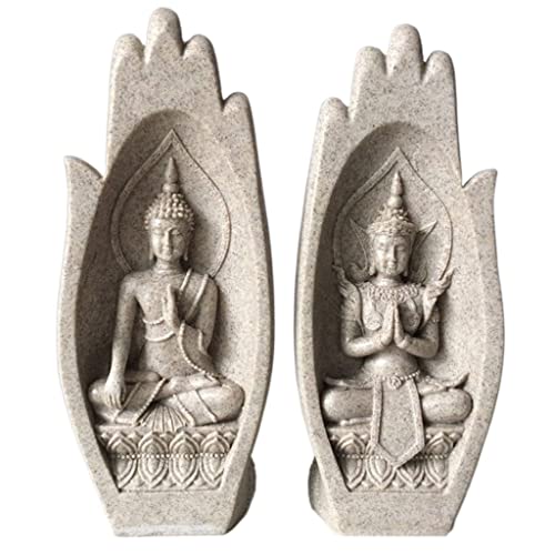 Statue de Bouddha ornement de méditation zen en grès beige