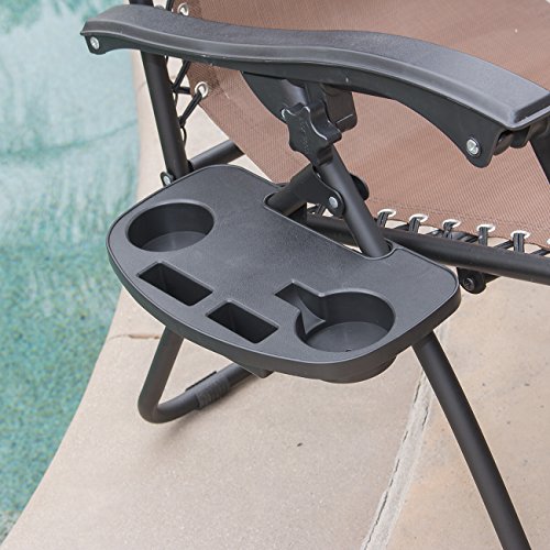 Belleze Zero Gravity Chairs Set Of 2, Outdoor Adjustable Folding Lawn Chairs Recliner Chairs With Cup Holder Pillow, Lounge Chairs For Patio Camping Garden Beach Pool Side Deck, Brown #TOP2