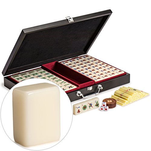 Juego Profesional de Mahjong Chino, Pro Set - con 148 Fichas de Tamaño Mediano y Estuche de Madera
