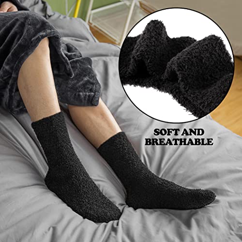 Image of FNOVCO Mens Fuzzy Socks - Soft Cozy Slipper Fluffy Winter Warm Microfiber Plush Sleeping Socks - 5 to 6 Pairs