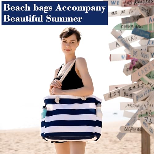 Beach Bags for Women - Large Beach Tote Bag Waterproof Sandproof with Zipper, Swiming Pool Bag2