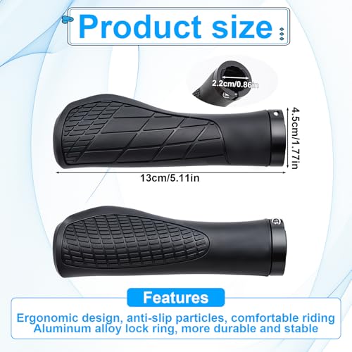 Pegas de bicicleta, punhos pretos de guidão ergonômicos para mountain bike, punhos antiderrapantes p