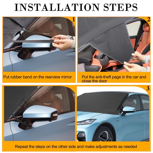 Image of 600D Heavy-Duty All-Season Car Windshield Cover - Water Proofing UV Protection Sunshade with Heat Resistance - Year-Round Dust /Rain /Frost Guard Accessory, Fits Most Cars /SUV /Trucks (72x42 In)