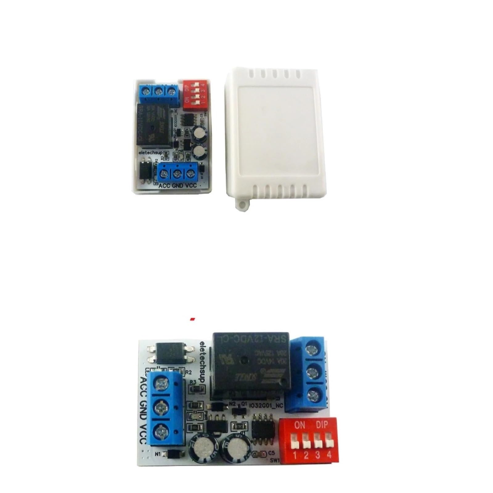 Módulo de interruptor de retardo de apagado de coche de 1 canal, 12 V CC, temporizador de coche, relé de tres contactos NC, COM y NO(With Shell)