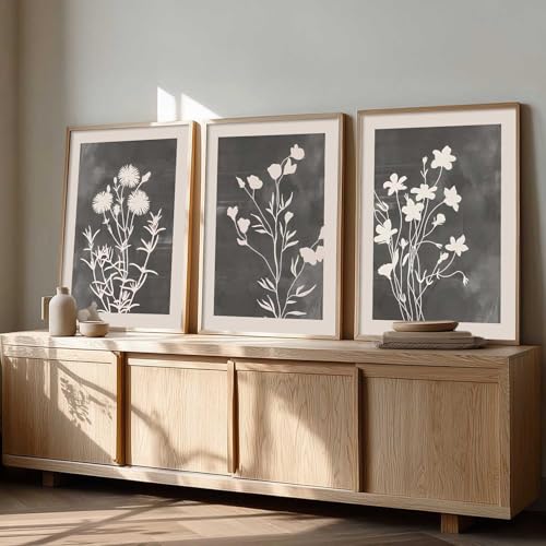 Image of kotart Aesthetic Botanical Art Home Decoration Painting | Floral Paintings With Frame For Living Room Bed Room Hotel Wall Decor Digital Reprint Set of 3 (35x37 Inch)