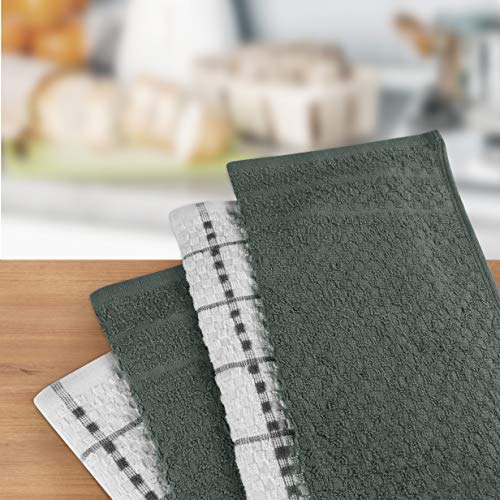 Utopia Towels Kitchen Towels, 15 x 25 Inches, 100% Ring Spun Cotton Super Soft and Absorbent Grey Dish Towels, Tea Towels and Bar Towels, (Pack of 12)