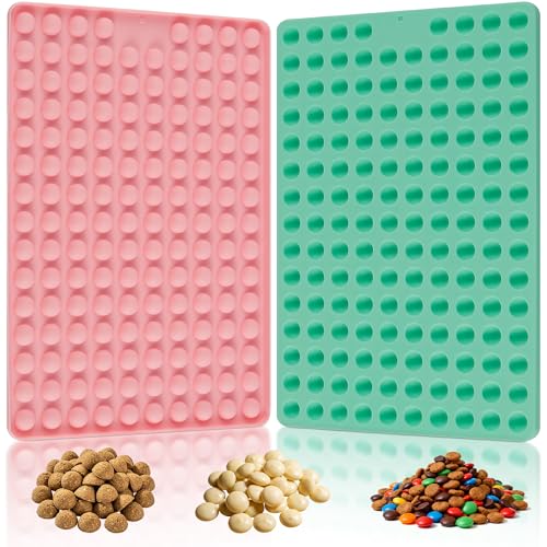 148 Cavities Mini Round Silicone Mold Mini Silicone Dog Treat Mold 2Pcs Non-Stick Semi Sphere Chocolate Chip Mold for Baking and Freezing Chocolate Gummy Dog Treat Snack Cookie