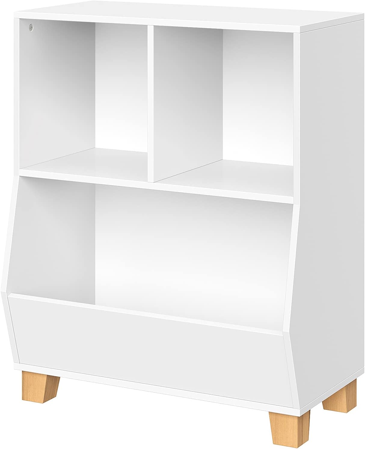 White Adjustable Kids Toy Organizer with Cubes and Storage Bin
