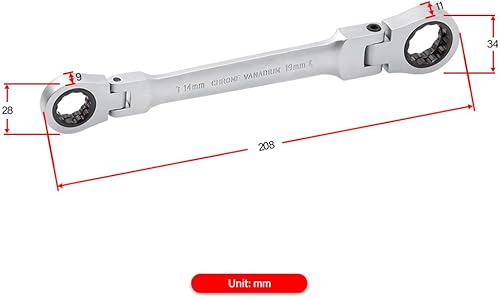 Miniatura 6 de SPEEDWOX Juego de llaves de trinquete métricas 36 piezas de alta resistencia con cabezal giratorio de 180 grados, llaves de doble anillo, flexible,