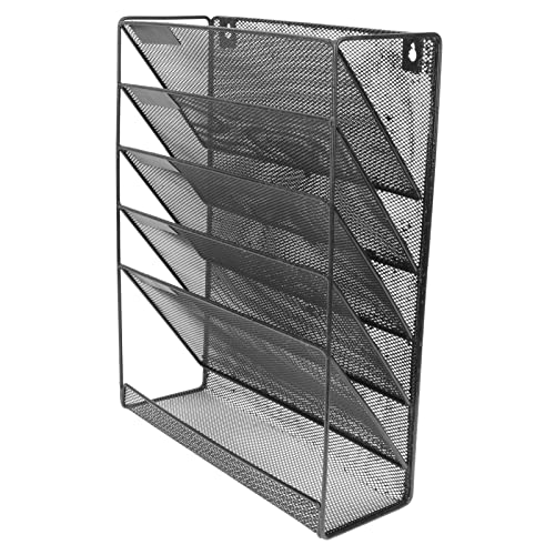 ERINGOGO Wall Mounted File Organizer Multi Function Metal Document Storage Rack for Home Office Hanging Holder for Files Books and Magazines and Modern Design