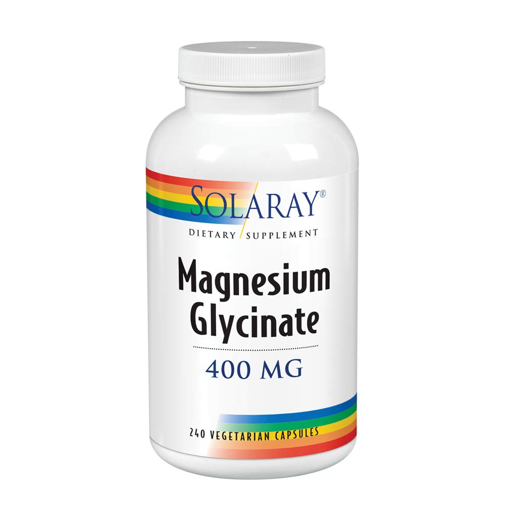 SOLARAY Magnesium Glycinate (350mg) - 240 Vegetarian Capsules (Packaging May Vary)