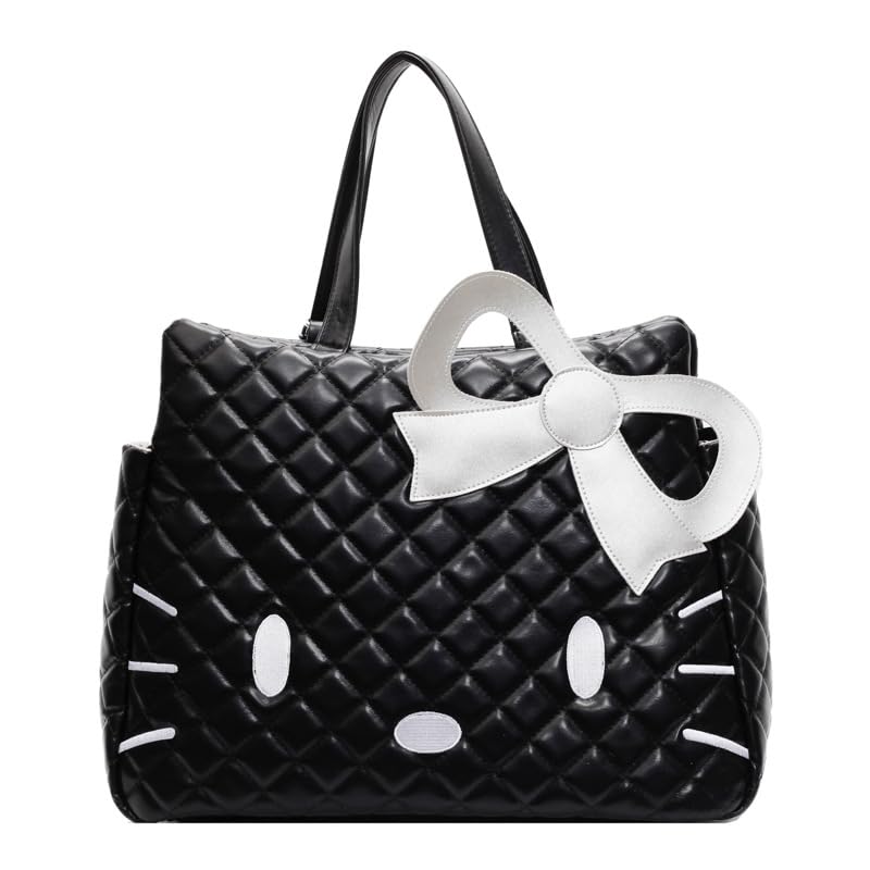 HOKMAH Tote Purse for Women Y2k Purse, Cutecore Backpack Kitty 2000s Grunge Coquette Harajuku Shoulder Bag Daypack Shoujo Bag (Black)