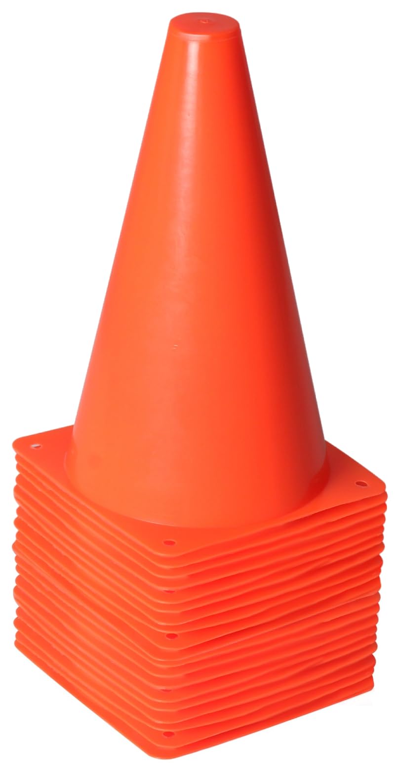 Alyoen Cônes de trafic de 9 pouces, cônes de sport en plastique, cônes d'entraînement de football pour activités de plein air et événements festifs (lot de 10/15/20)