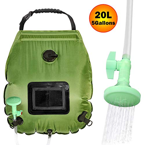 EEEKit Camping Shower, 5 Gallons/20L Solar Shower Bag with Removable Hose and On-Off